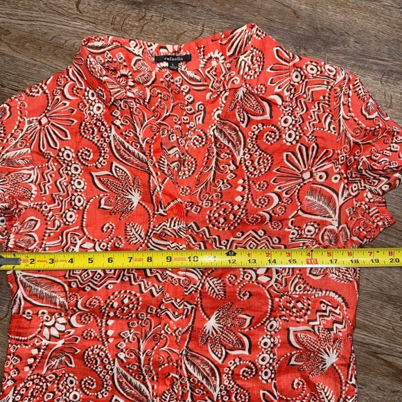 Rafaella • Linen Floral Button Up Short Sleeve Shirt - Picture 7 of 8